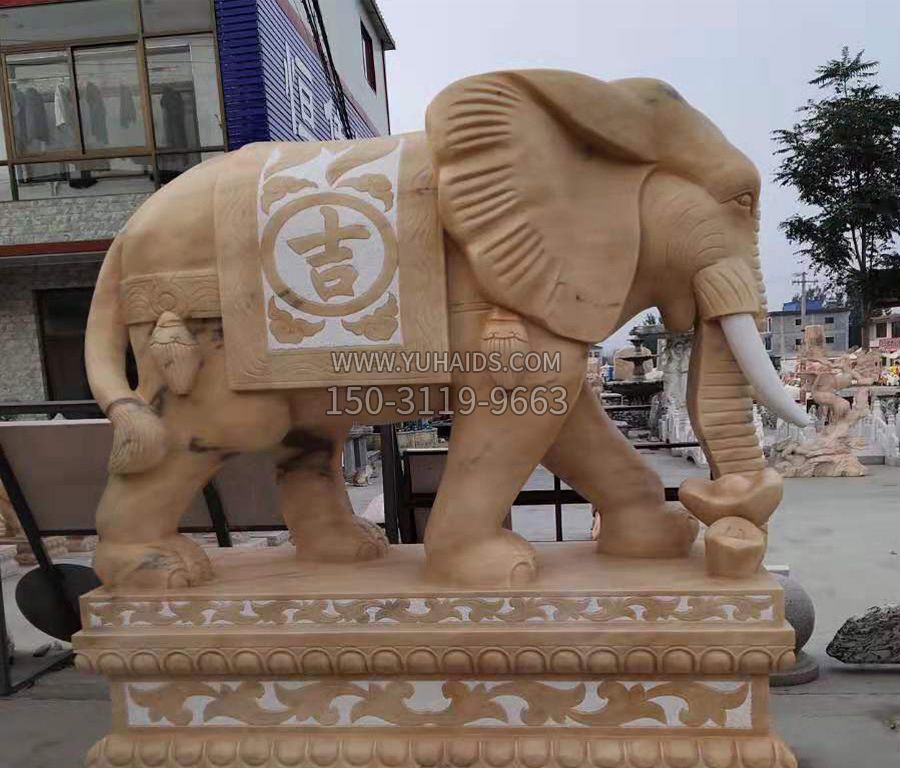 大象镂空石雕雕塑