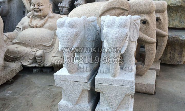 大理石招财进宝门口大象石雕雕塑