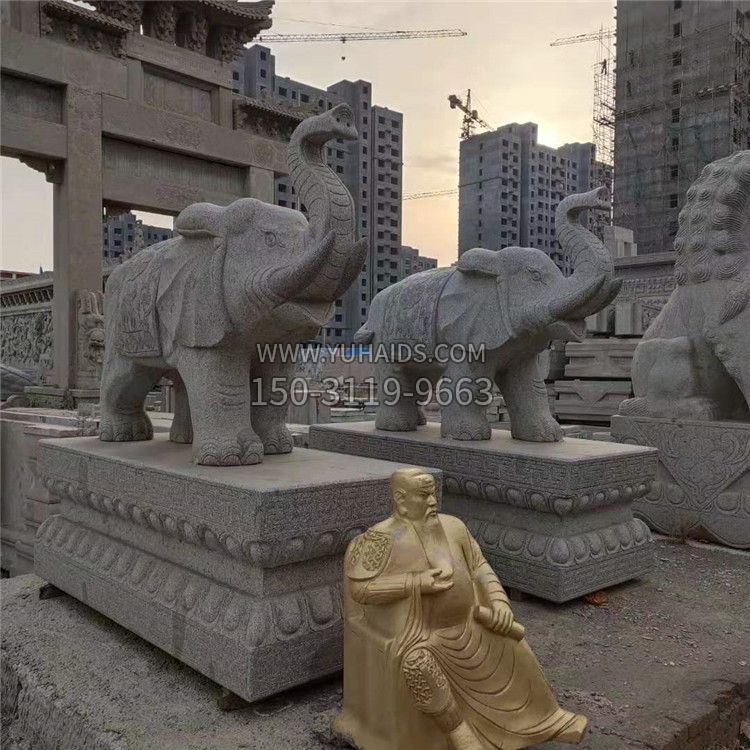 大象石雕吸水雕塑