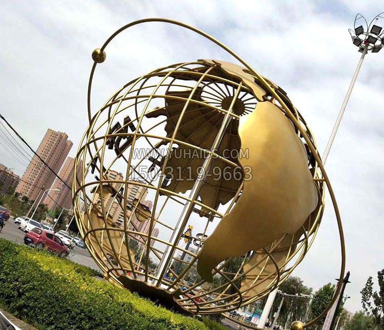 大型广场地球仪不锈钢雕塑