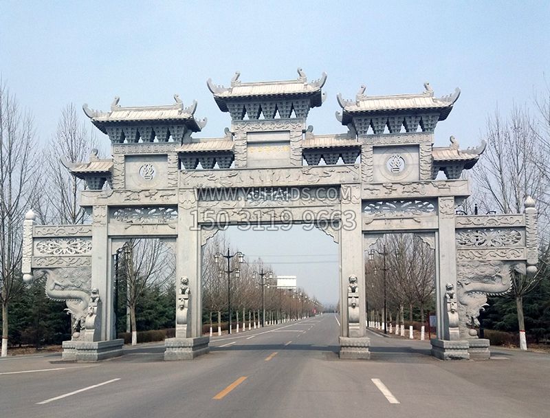 锻铜雕塑 雕塑石雕牌坊