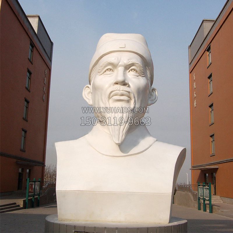 杜甫石雕像-学校校园历史名人唐代著名诗人头像雕塑