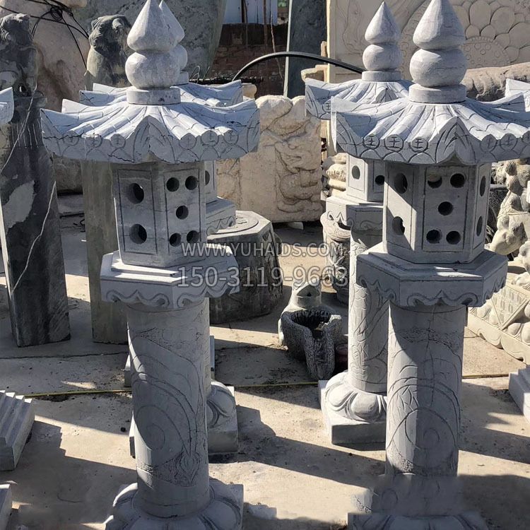 仿古做旧中式青石灯笼雕塑