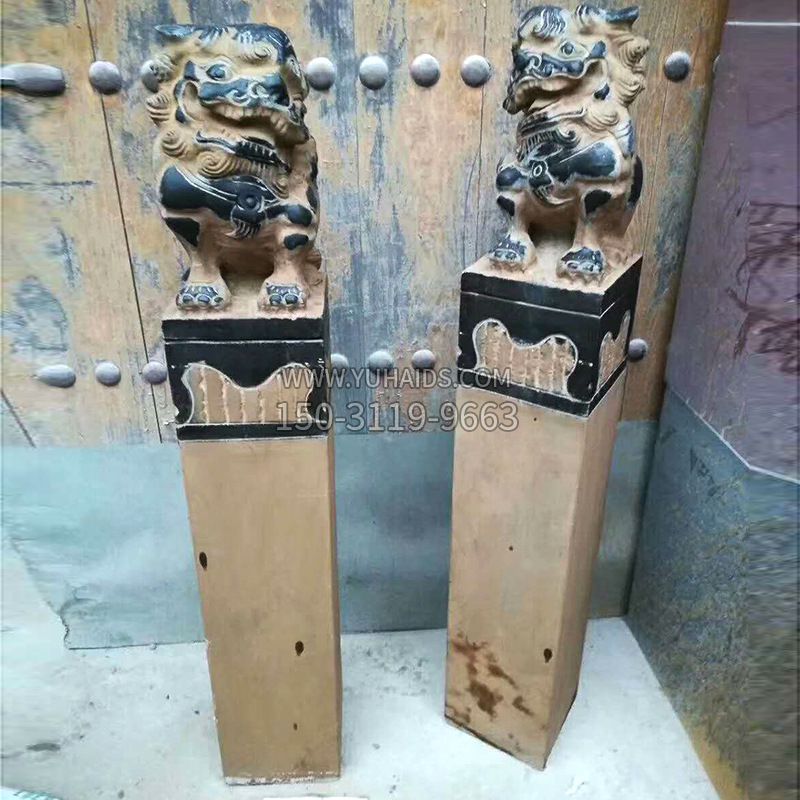 仿古狮子拴马桩雕塑