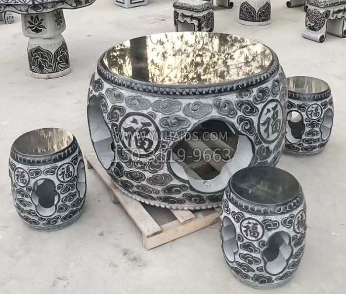仿鼓式圆形桌凳石雕雕塑