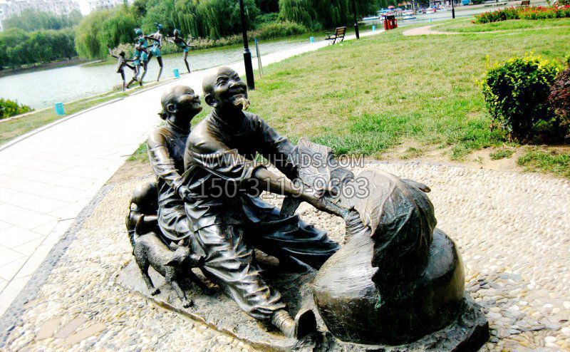公园拔萝卜小品人物铜雕雕塑
