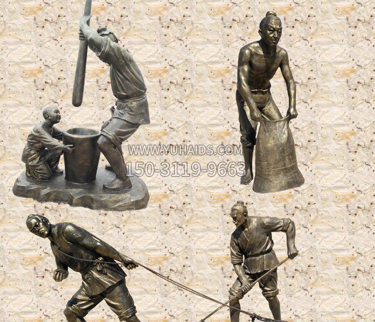 干农活的人物古代人物铜雕雕塑