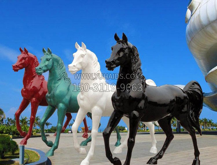 公园玻璃钢彩绘马雕塑