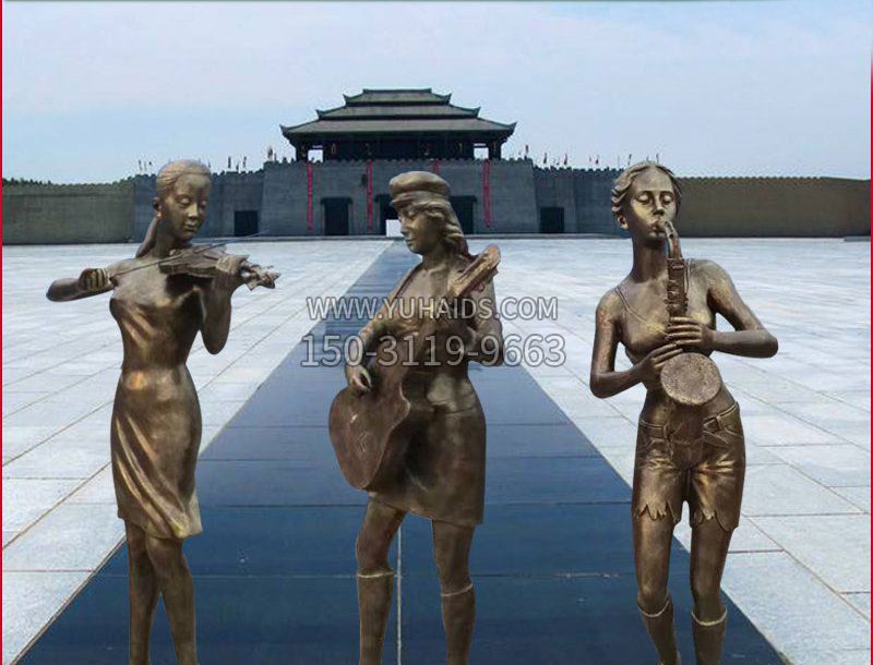 公园摆件音乐人物铜雕雕塑