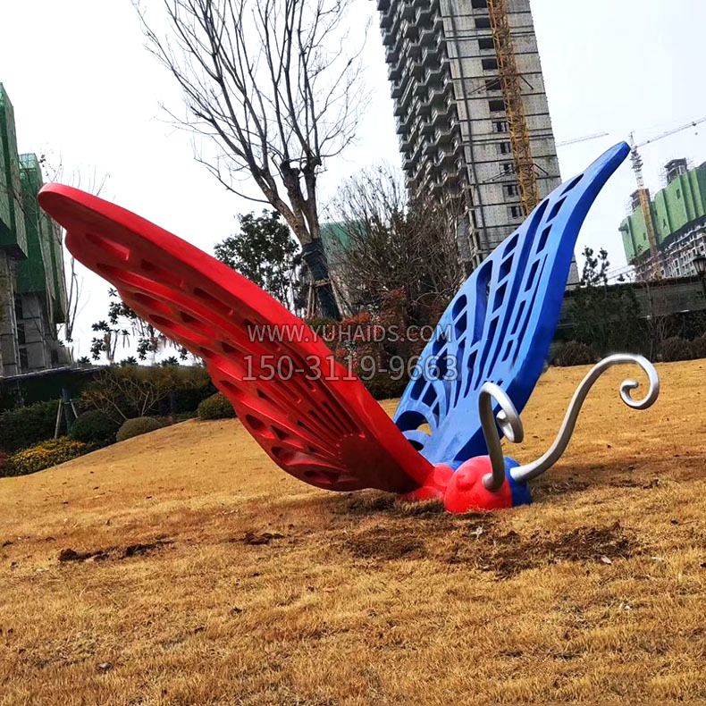 公园创意动物大型不锈钢蝴蝶雕塑摆件