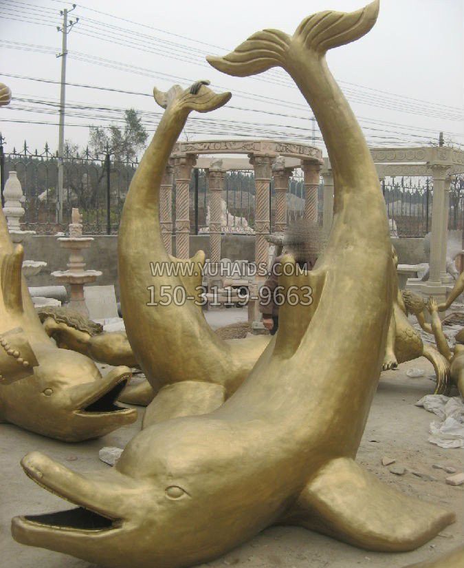 公园海豚铜雕雕塑