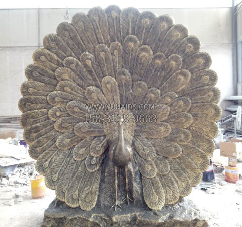 公园动物孔雀铜雕雕塑