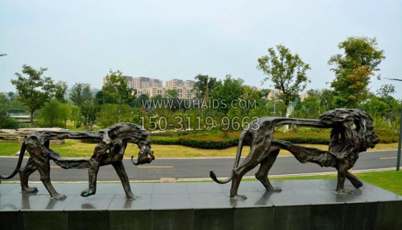 公园动物抽象狮子铜雕雕塑