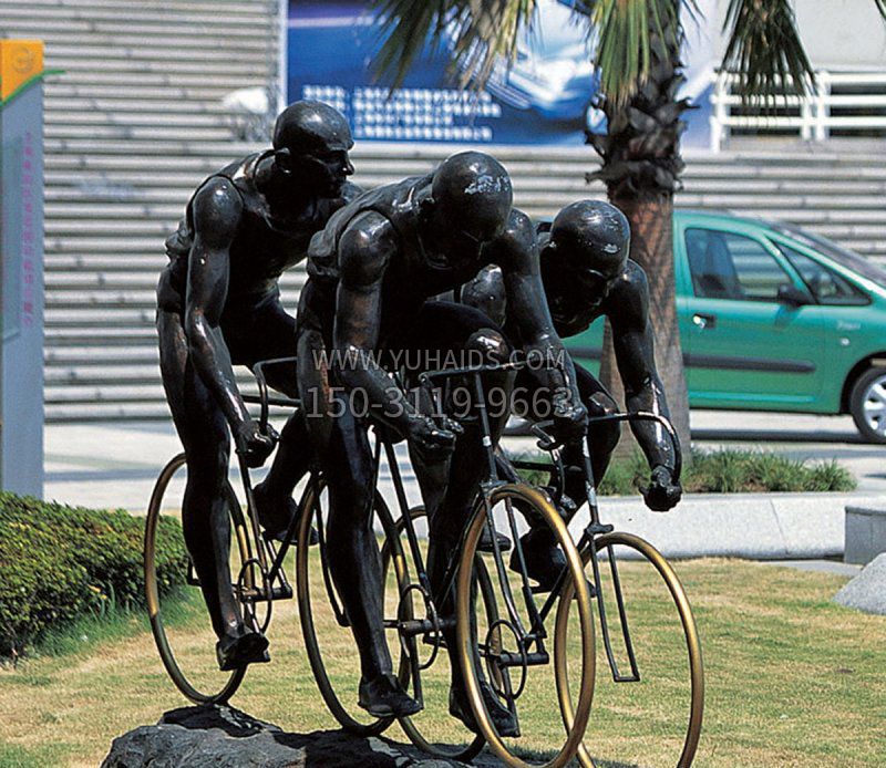 公园赛车人物铜雕雕塑