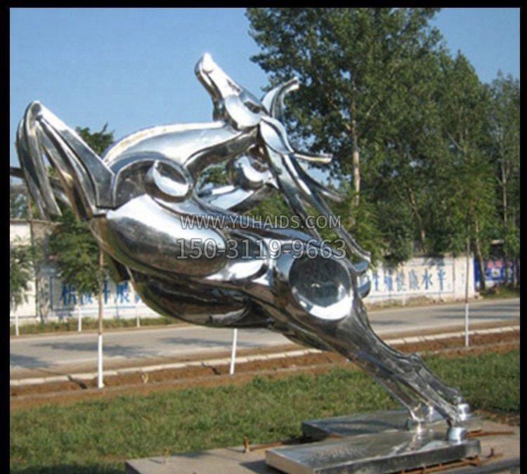公园跳跃的梅花鹿不锈钢雕塑