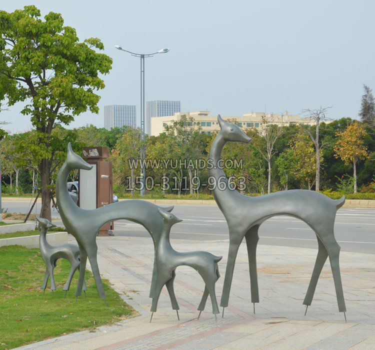 公园铜雕抽象鹿雕塑
