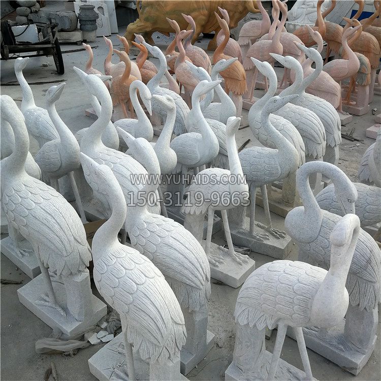 公园仙鹤草坪动物石雕摆件雕塑