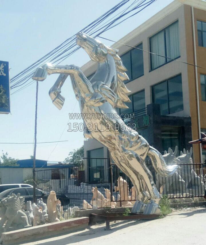 广场不锈钢大型立马动物雕塑