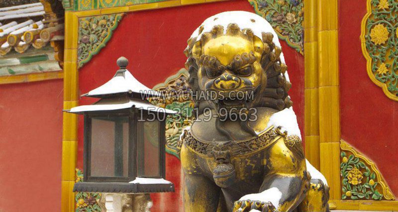 故宫黄铜北京狮子铜雕雕塑