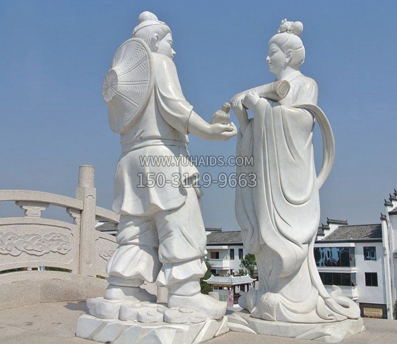 古代人物牛郎织女石雕雕塑
