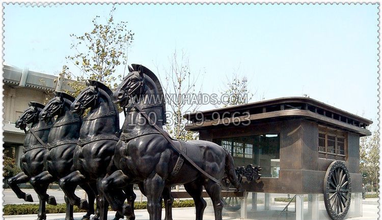 古代四匹马的马车铜雕雕塑