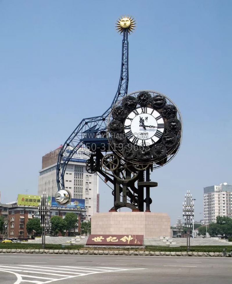 广场不锈钢钟表雕塑