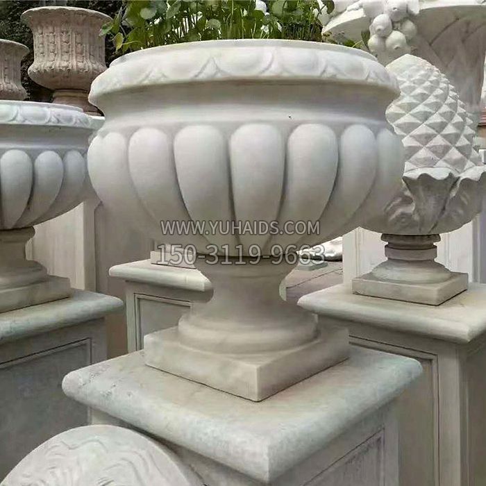 汉白玉城市园林花盆石雕雕塑