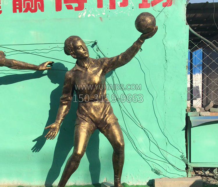 广场铜雕打排球学生人物雕塑