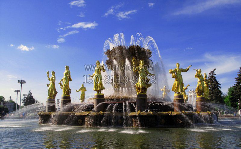 广场西方人物喷泉景观铜雕雕塑