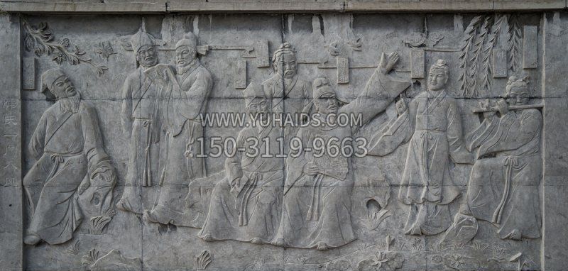 韩式一门古代人物石浮雕雕塑