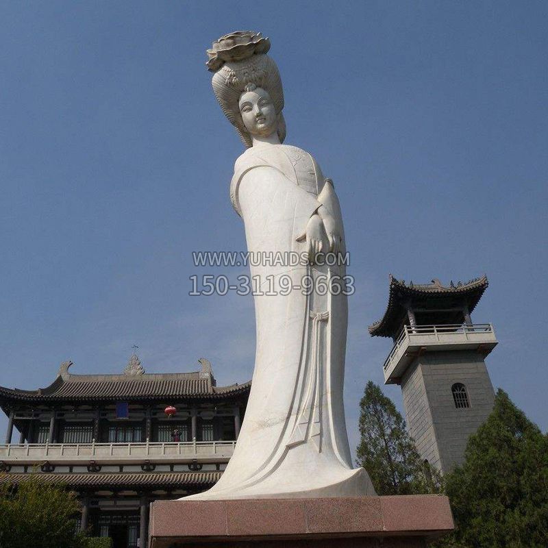 汉白玉贵妃石雕像-唐朝著名美女杨玉环景区人物雕塑