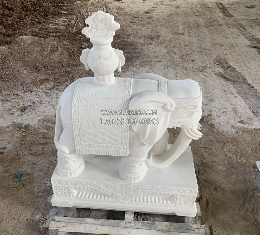 汉白玉驮宝瓶大象石雕雕塑