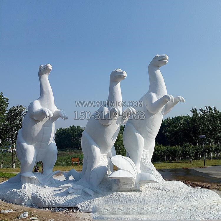 汉白玉恐龙石雕-园林创意动物雕塑景观