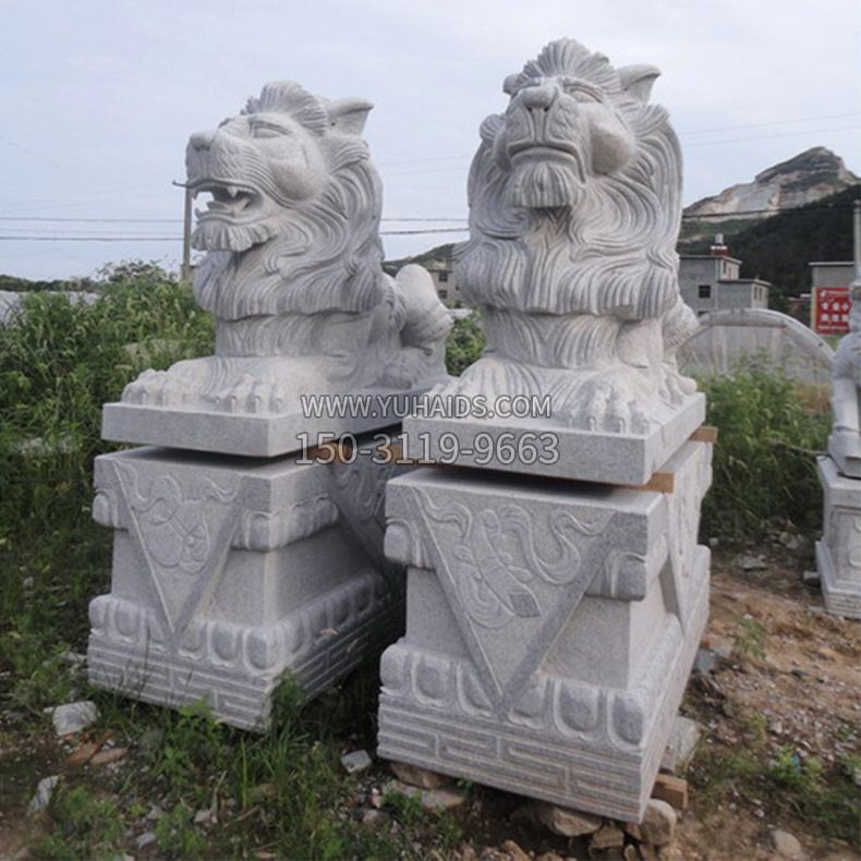 汉白玉汇丰狮子石雕雕塑