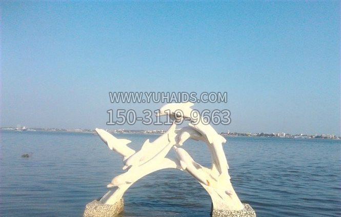 汉白玉玩耍海豚石雕雕塑