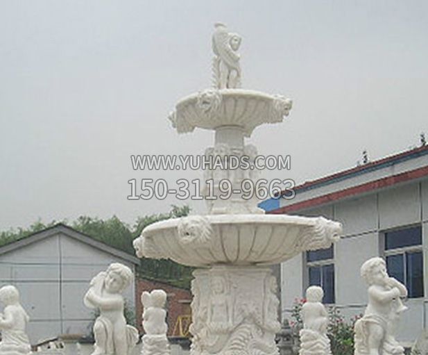 汉白玉天使大型喷泉石雕雕塑