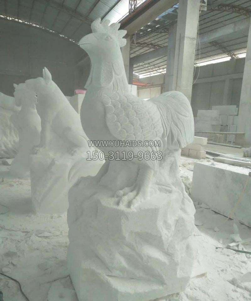 汉白玉生肖鸡雕塑