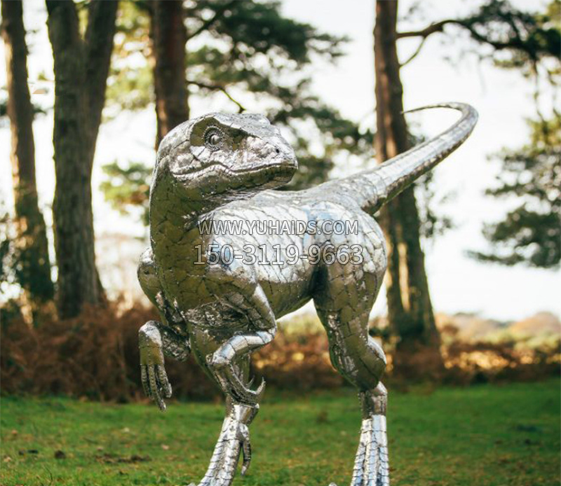 户外不锈钢恐龙雕塑