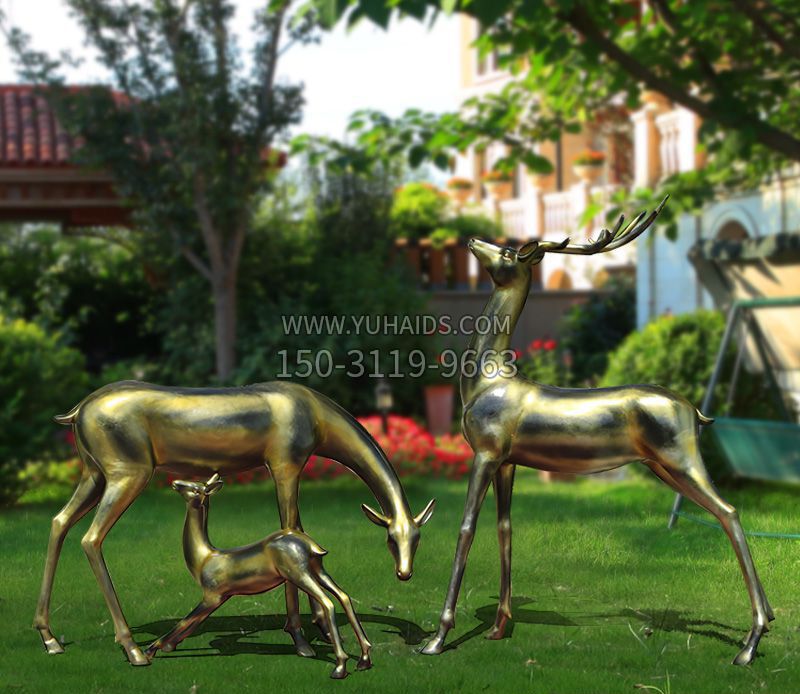 花园景观创意铸铜鹿 雕塑