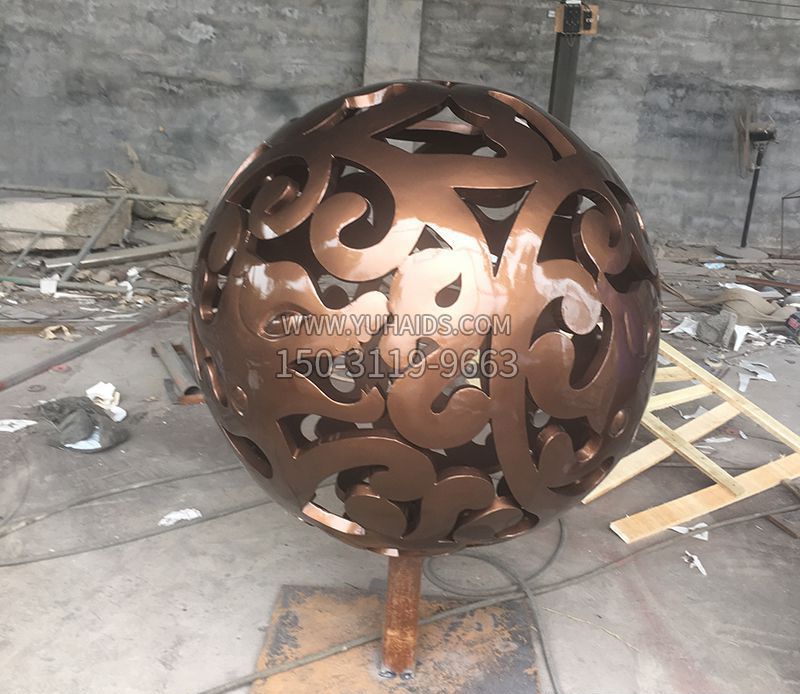 景观球不锈钢镂空球雕塑 