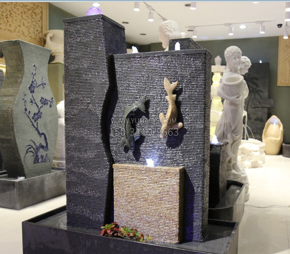 九龙太子石雕喷泉雕塑