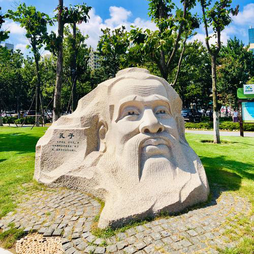 孔子石雕头像-公园历史文化名人创意雕塑