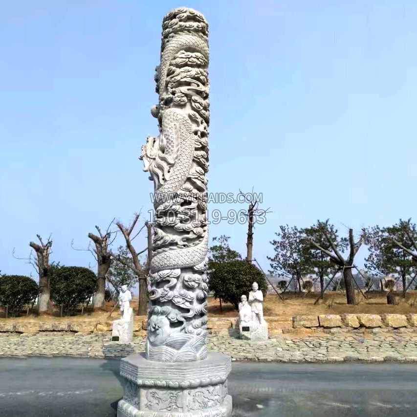 龙柱雕刻-公园广场文化柱雕塑