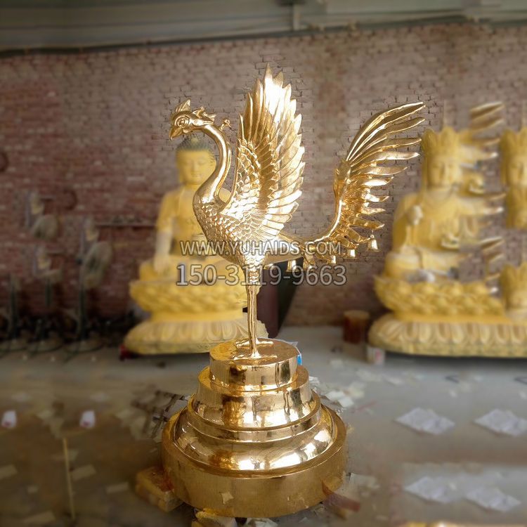 鎏金朱雀铜雕摆件雕塑