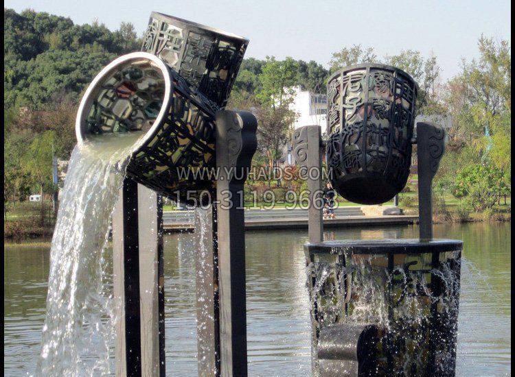 镂空水桶喷泉铜雕雕塑