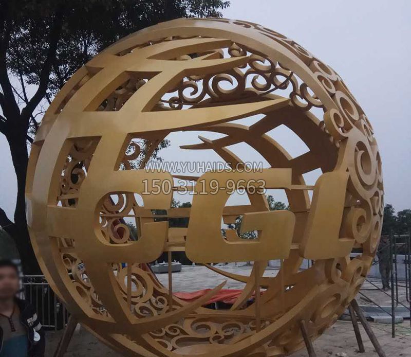 镂空球不锈钢景观雕塑 
