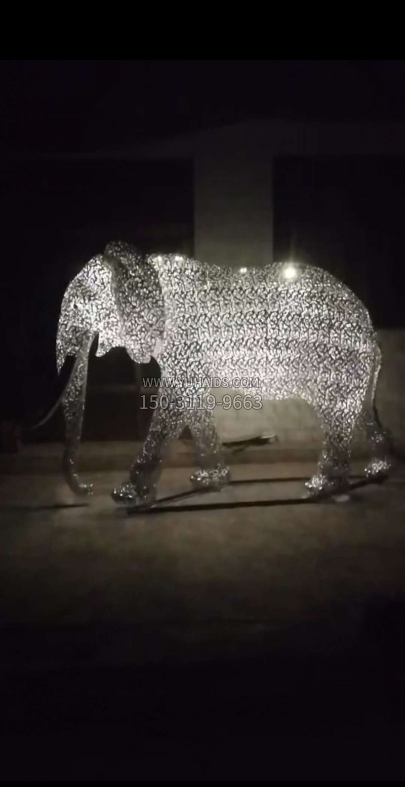 镂空大象雕塑不锈钢动物雕塑