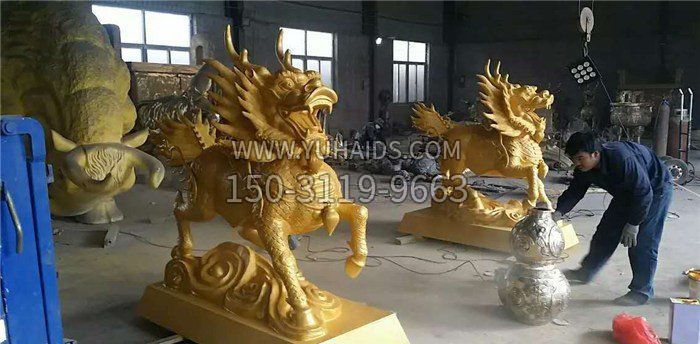立式铸铜麒麟雕塑