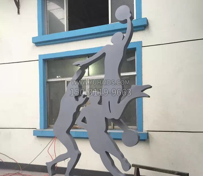 路边打篮球不锈钢雕塑