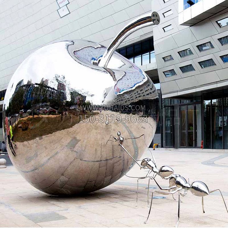 蚂蚁搬苹果城市街道创意情景雕塑